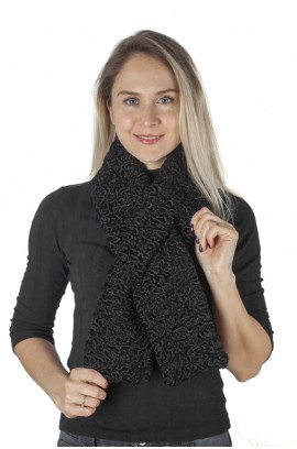 Black karakul lamb fur scarf - fur on both sides